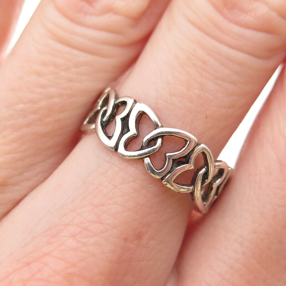 925 Sterling Silver Vintage Celtic Butterfly Knot Oxidized Band Ring Size 8